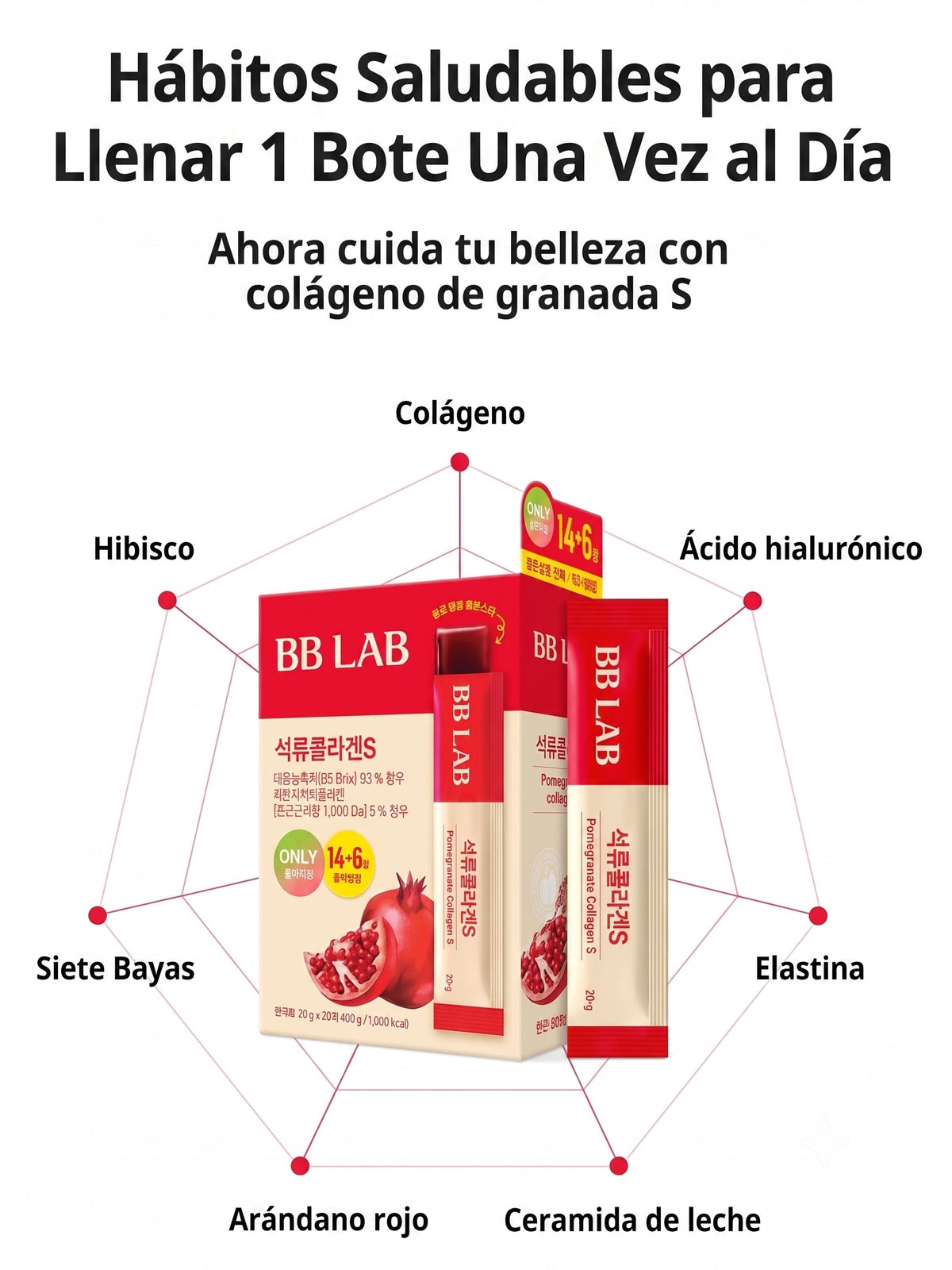 BB LAB Pomegranate Colágeno Marino con Granada (14 Sticks)